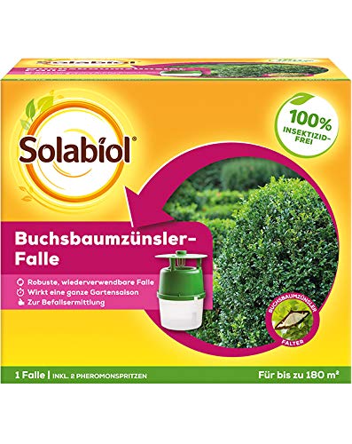 Solabiol Buchsbaumzünsler-Falle, zur insektzidfreien Befallskontrolle von Buchsbaumzünsler Faltern, mit zwei Pheromonbehältern