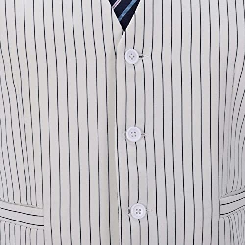 SHACE Men's Business Suit Vest - Autumn Men V Neck Pinstripe White Suit Vest Formal Business Party Waistcoat Wedding Groo3