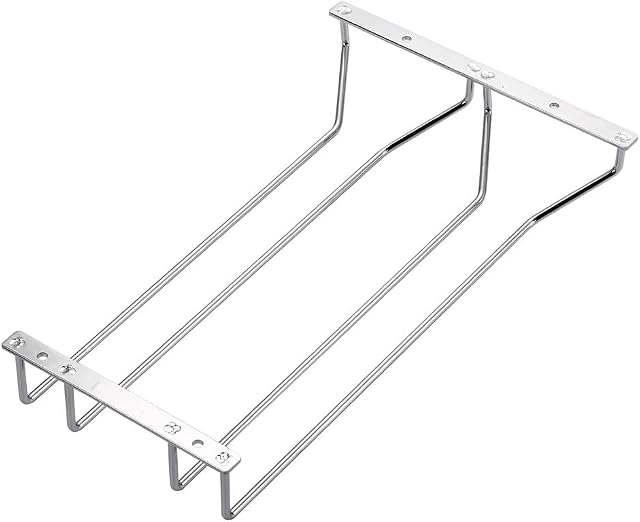 Dianoo Wine Glass Rack Under Cabinet Hanging Wire Stemware Rack Holder with Screws Chrome Finish 35cm 2 Rows