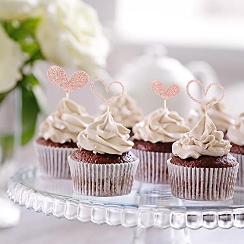 Fuutreo FA-FUUTREO-5514 48 Pcs Glitter Heart Cupcake Toppers Wedding Cupcake Picks Love Birthday Cake Decorations Heart Toothpicks For Wedding Bridal Shower Engagement Anniversary Party Favors Supplies thumb #2