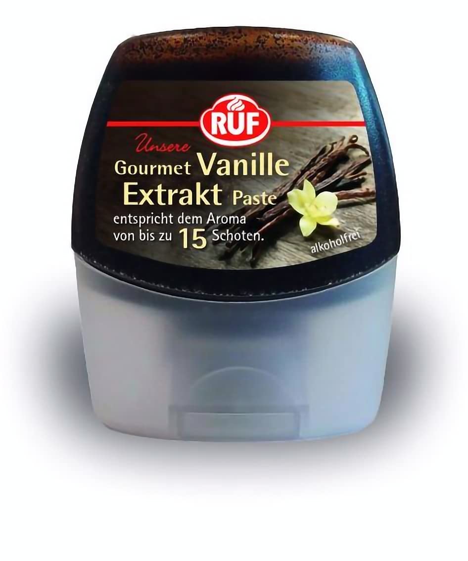 RUF Gourmet Vanille Extrakt, echte Tahiti Vanille, Vanilla-Paste zum Verfeinern von Cremes, Teigen und Aromatisieren von Kaffee-Spezialitäten und Michshakes, 1x77g