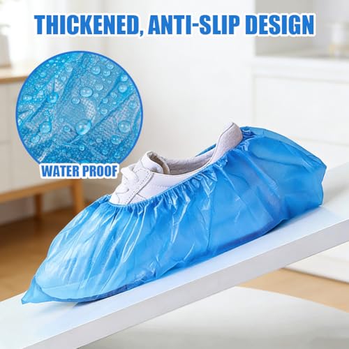 300 Stück Schuhüberzieher Einweg, Schuhüberzieher Wasserdicht, Rutschfest Staubdicht Galoschen, Starke Überschuhe Latexfrei, Einheitsgröße, 3g Starkem CPE Material