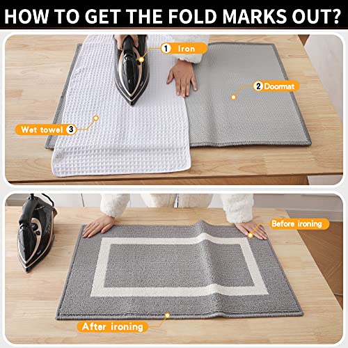 OLANLY Indoor Door Mat, 40x32, Non-Slip Absorbent Resist Dirt Entrance Mat, Washable Low-Profile Inside Entry Doormats for Entryway, Grey