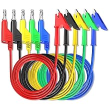 Goupchn 5PCS Test Leads 4mm Stackable Banana Plug to Crocodile Alligator Clips Flexible Cable Wire 3.3ft/1m for Multimeter Electrical Testing