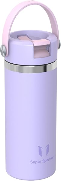 Super Sparrow Borraccia Termica - 500ml/750ml/1L/1.2L - SwivelSip Bottiglia Acciaio Inox - Senza BPA Borracce Termiche, Borraccia con Cannuccia Ergonomica per Scuola, Sportiva, Campeggio, Palestra - 2