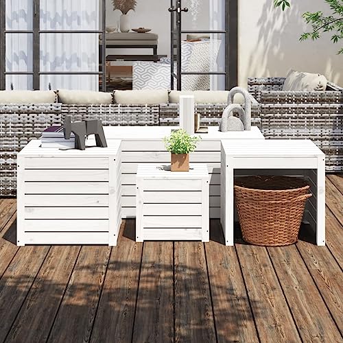 Generisch 4-TLG. Gartenbox-Set Wei? Massivholz Kiefer,M?Bel,Gartenm?Bel,Gartenboxen,3154667