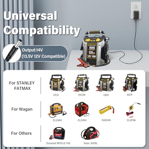 Compatible for Stanley Fatmax 700 Peak J7CS J7CSR 1000 Car Jump Starter Charger Power Cord with UL Fit for Stanley 450 J309 CS1000 Peak Starter Adapter - Thumbnail 2