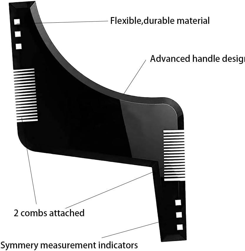 Beard Shaping Tool with Inbuilt Comb, Beard Stencil Beard Template for Men, Beard Lineup Tool for Line Up & Edging