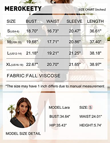 Merokeety Women's Swimsuit Cover Ups V Neck Bell Sleeve Bathing Suit Coverup Swimwear Beach Dress,Black,M #TOP5