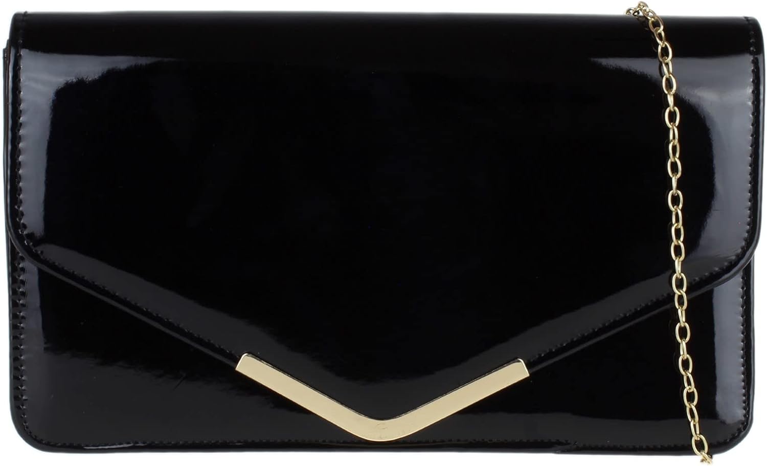 Girly HandBags Womens Patent Faux Leather Envelope Clutch Bag Shoulder Bag Party