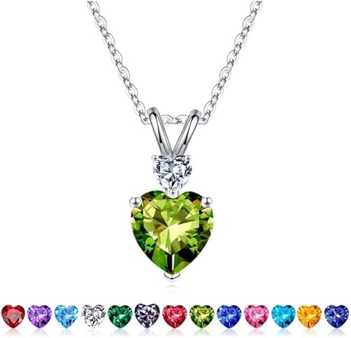 Iefil August Birthstone Necklaces for Women - Green Peridot Necklace, S925 Sterl