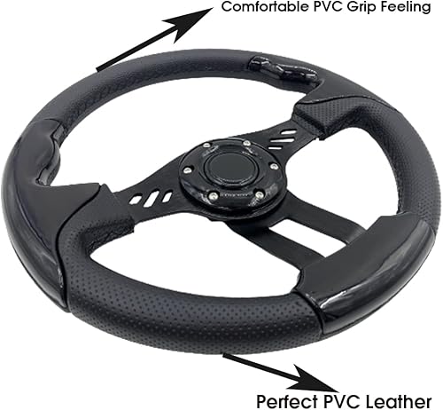 Miniatura 2 de Volante universal de carrito de golf de 12.5 pulgadas para carrito de golf, club, coche, DS & Precedent, EZGO RXV y TXT Yamaha Club Car Volante