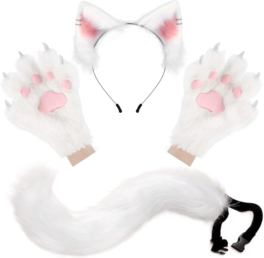 Haoan Wolf Fox Tail Clip Ears Gloves Christmas Party Costume