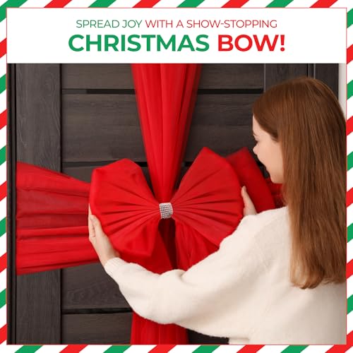 REDSTAR Giant Red Christmas Door Bow Kit Large Outdoor Christmas Decorations - Giant Red Front Door Bow with Diamante Detail - Large Outside Xmas Decorations for Front Porch - Image 7