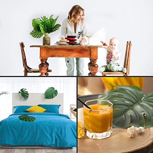 Cewor Palm Leaves 98Pcs Artificial Tropical Monstera 6 Kinds Green Fake Palm Leaf Decorations With Stems For Safari Jungle Hawaiian Luau Party Table Decoration Wedding Birthday Theme Party #TOP4