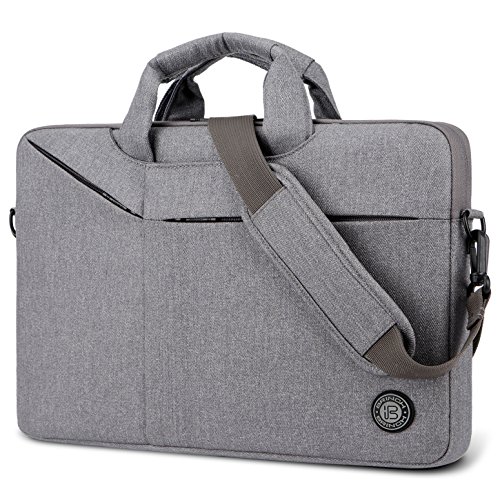 Preisvergleich Produktbild Laptoptasche von Brinch, dünn, wasserabweisend, Schultertasche mit Trageriemen für Laptop / Notebook, für Damen und Herren Grau hellgrau 13 - 14 Inches