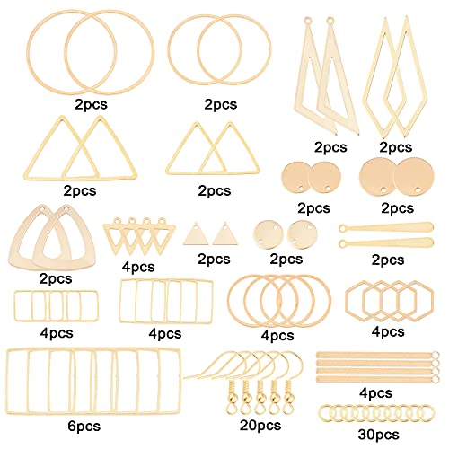 Kit de pendientes DIY con dijes geométricos de latón y anillas de hierro para joyas 3