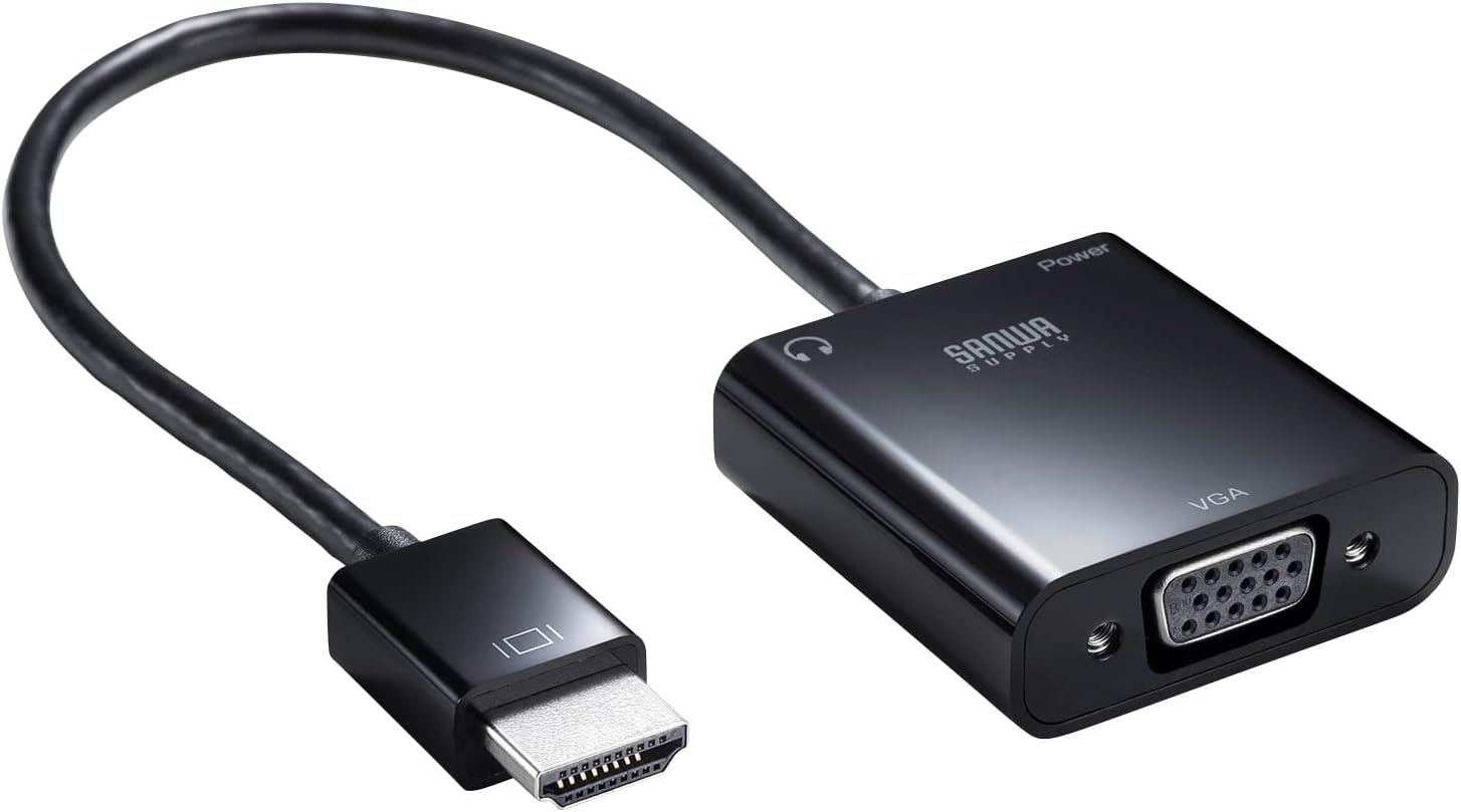Sanwa Supply AD-HD23VGA HDMI to VGA Adapter with Audio Output (Black)