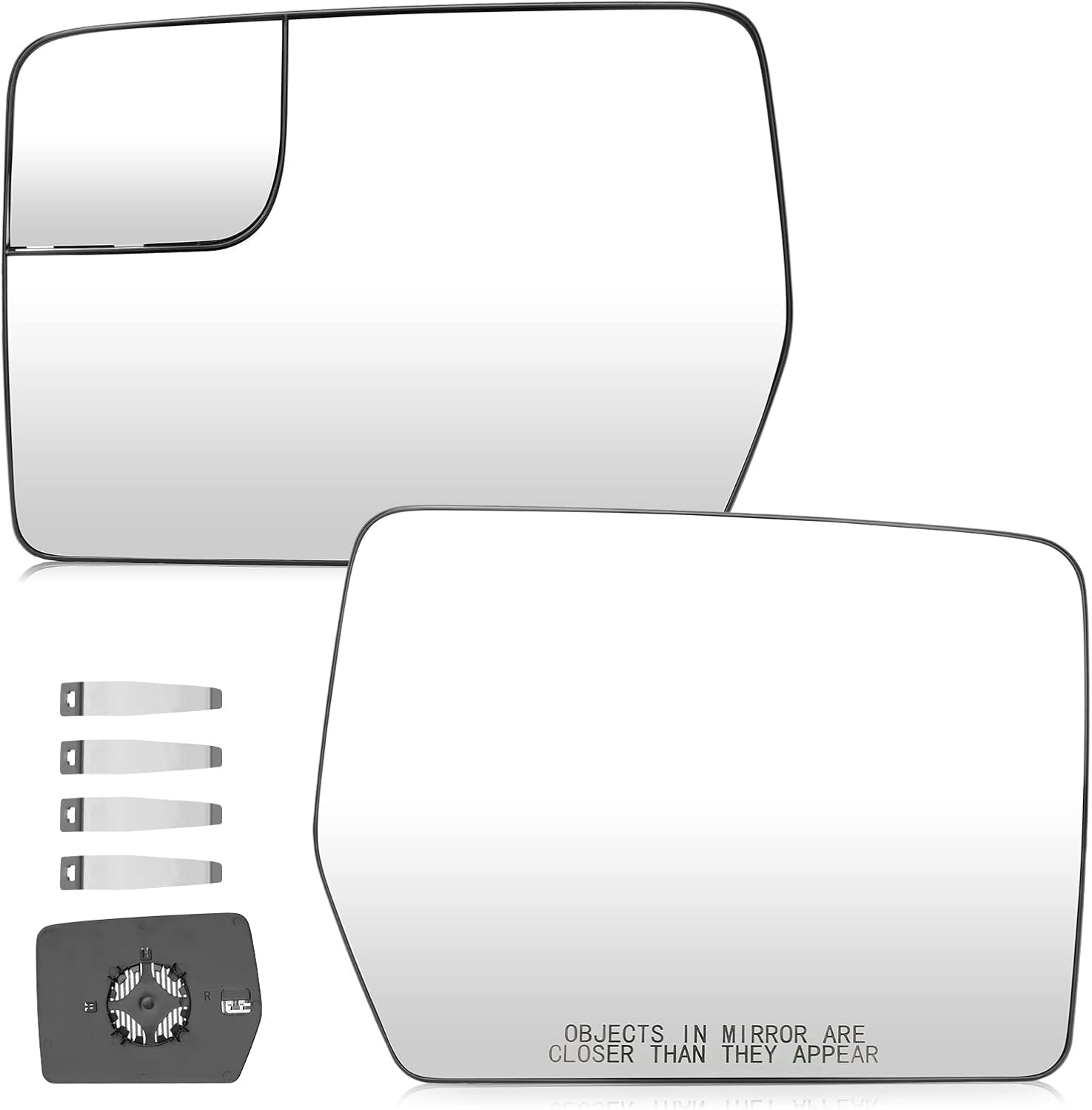 Youxmoto Driver Left and Passenger Right Side Heated Mirrors Glass Replacement, Fit for Ford F150 2011 2012 2013 2014 Side View Mirror Glass with Rear Holder, Fit for BL3Z-17K707-E + 4L3Z-17K707-DA