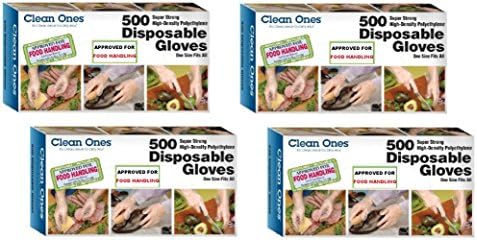 Clean ones Disposable Gloves- 2000 Gloves, 500 Count (Pack of 4)