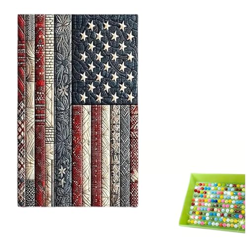 us American Flag DIY 5D Diamond Painting Kit USA Flag Diamond Art Kit Full Drill Craft Set for Adults Beginners Patriotic Wall Decor DIY Painting Gift for Home Decoration