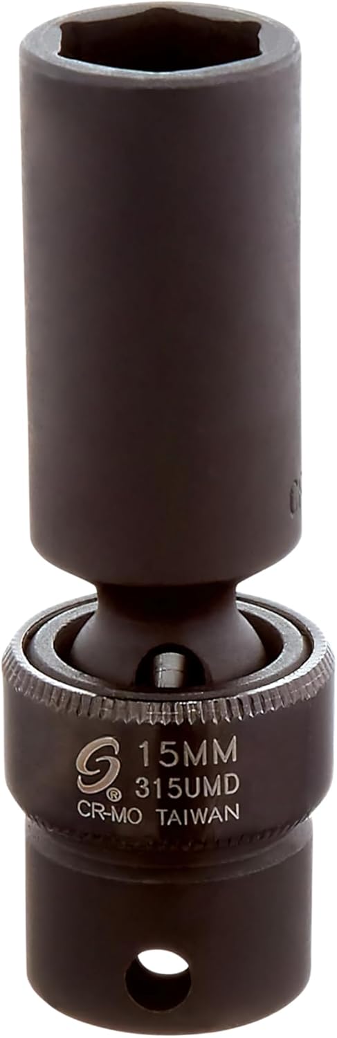 SUNEX TOOLS 315umd 3/8-Inch Drive 15-Mm Deep Universal Impact Socket