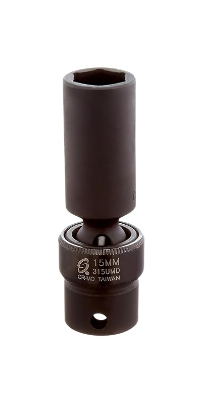 Soquete de Impacto Longo Universal Sunex Tools 15 mm, Encaixe 3/8 pol. (9,5 mm), 6 Pontas, Modelo 315UMD