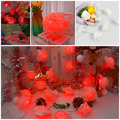 Vipmoon Red Valentine's Day Led Rose Flower String Lights, 6.6Ft 20Led Battery Operated Valentine String Lights For Valentine's Day Wedding Gardens Party Christmas Decoration #TOP2