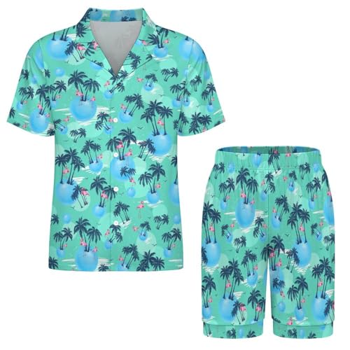 Mens Pajama Set Cow Print 2 Piece Short Sleeve Sleepwear Button Down Tops Loungewear Set Casual Pj Set Sleepwear Gift for Men2