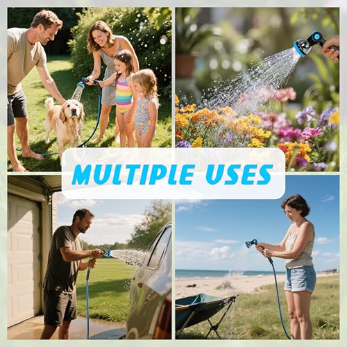 Retractable Garden Hose Reel 1/2 in x 65 ft, Heavy Duty Wall Mount Outdoor Hose with Auto Rewind, Any Length Lock, 180&deg; Swivel Bracket & 10-Pattern Nozzle (White & Grey)