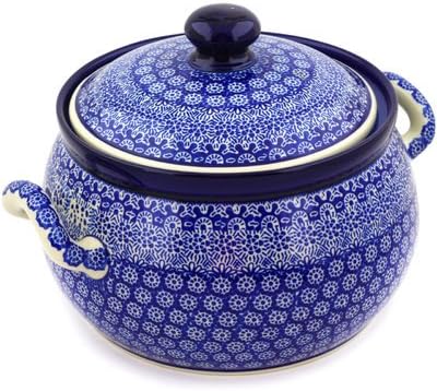 Polmedia Polish Pottery Tureen - Winter Frost Pattern Handmade in Boleslawiec Poland by Ceramika Artystyczna + Certificate of Authenticity