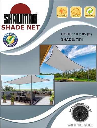 Image of Shalimar Multipurpose Shade Net /Green Net - 75% Sunblock (10 ft x 05 ft) | UV Stabilized & Heavy Duty | Ideal for Terrace, Lawn, Balcony & Greenhouse - Silver Color