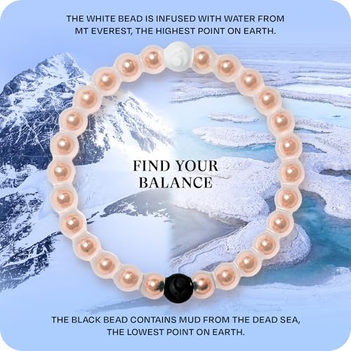 Lokai Metal & Silicone Beaded Bracelets for Women & Men, Metal Sphere - Stylish Jewelry Fashion Bead Bracelet with Black & White Beads - Ring Bangle Slide-On Style Over Wrist3