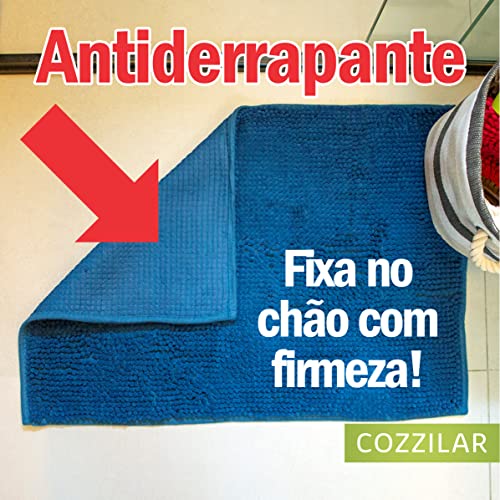 Tapete De Banheiro Antiderrapante Bolinha Microfibra 70x50 cm Cor:Azul