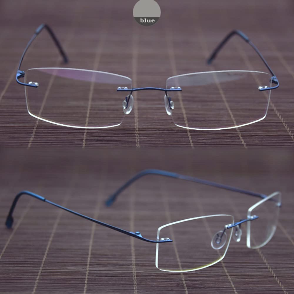 FREAZE Occhiali da lettura ultraleggeri fotocromatici occhiali da lettura senza viti, per uomo e donna, senza bordo, multifocus 1.0X-3.0X (colore blu, dimensioni: 1.25x)
