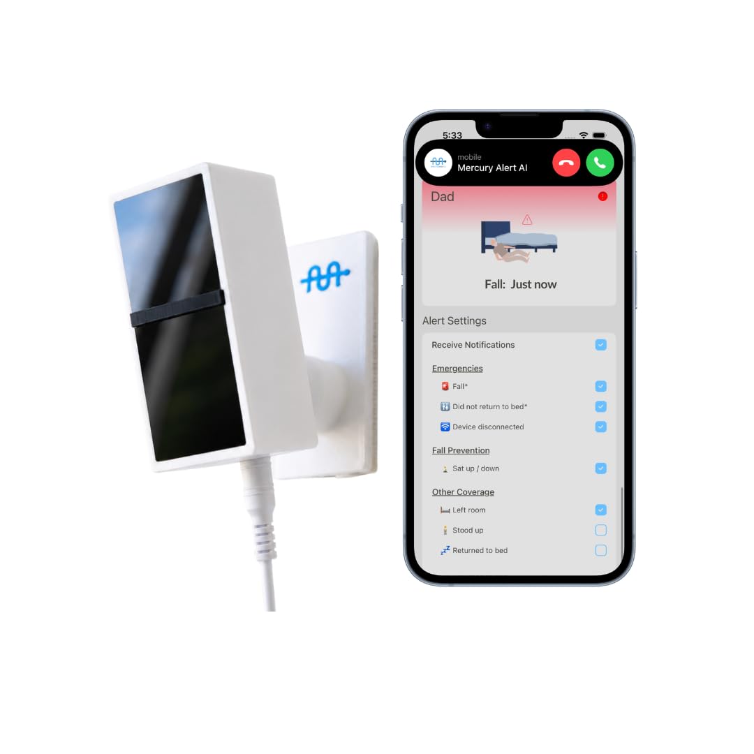 Senior Fall Monitor | 24/7 Passive Monitoring | Automated Alerts | Health &amp; Safety Analytics | Stick-On Install | Subscription Required