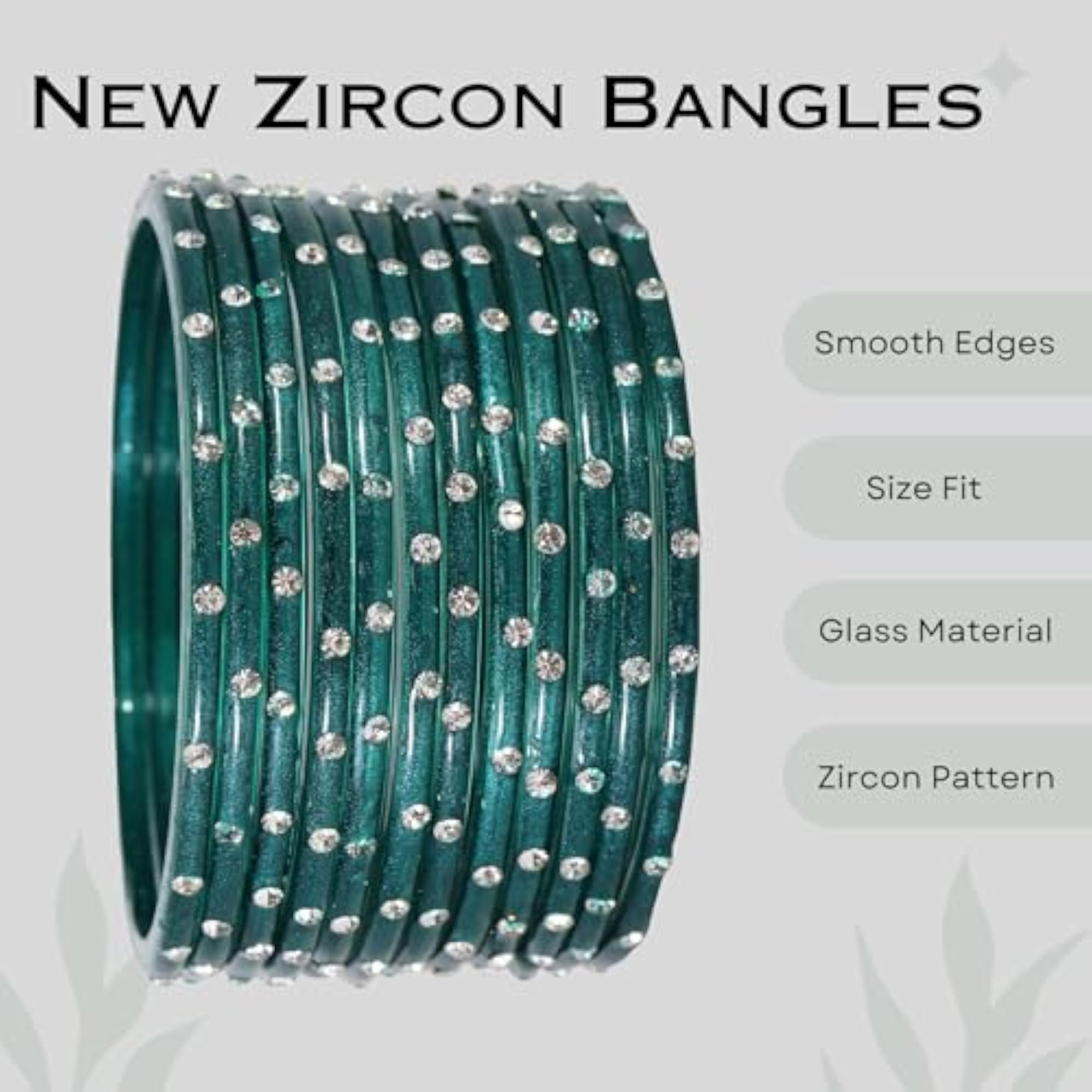 Glass Bangles with Zircon Stone Set for Daily use & Parties