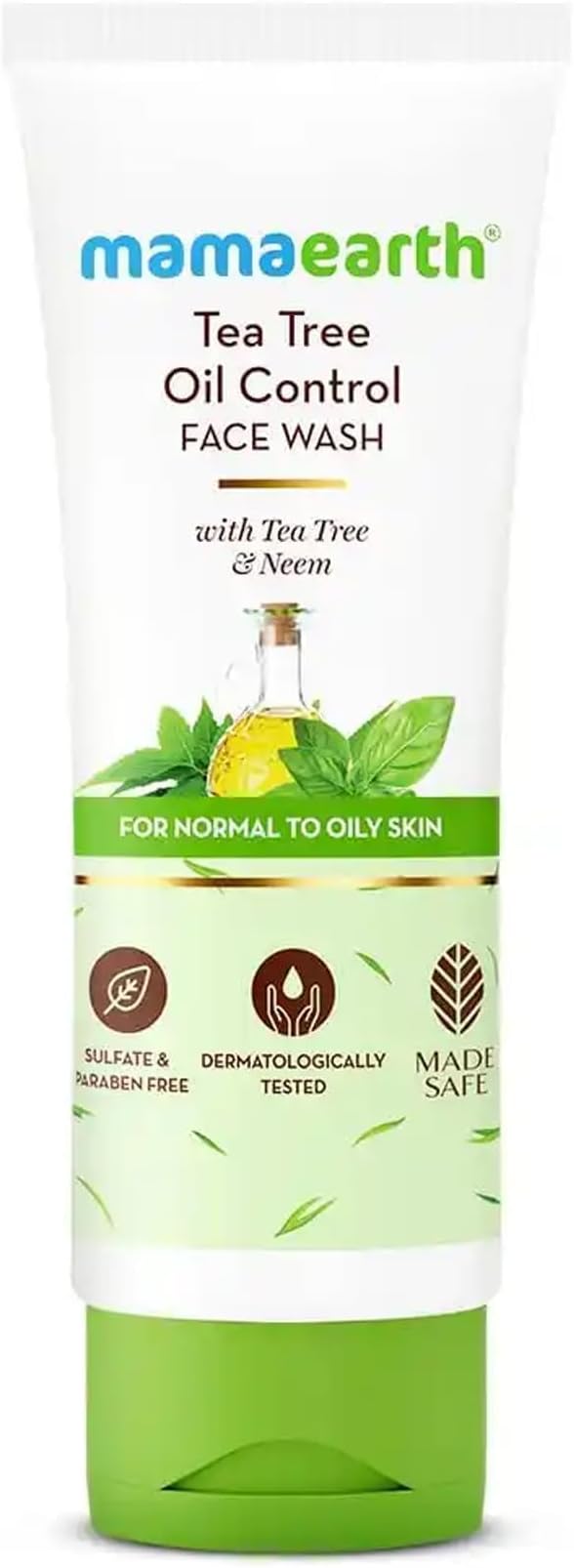 Tea Tree Face Wash with Neem | Helps Control Acne & Pimple & Removes Excess Oil | Non-Drying Facial Cleanser for All Skin Types | 3.38 Fl Oz (100ml)