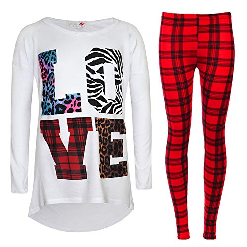 Kids Girls LOVE Printed Trendy Top & Stylish Fashion Legging Set Age 7-13 Years