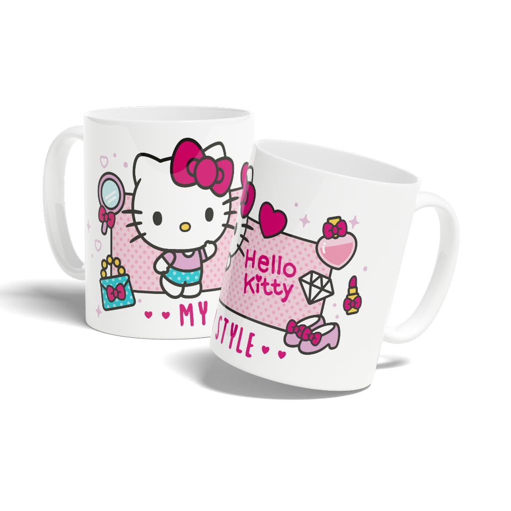 Konix White - My Style Hello Kitty Ceramic Mug, 320 Ml, My Style, White