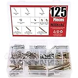 Hilitchi 125 Pcs 3 in 1 Cam Fitting with Dowel and Pre-Inserted Nut with Zinc Plated Hex Drive Socket Cap Furniture Barrel Nuts Crib Screws Assortment Kit for Cabinet Drawer Furniture Connecting