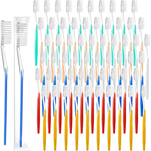 600 Pcs Individually Wrapped Toothbrush Set Medium Soft Bristle Toothbrushes Bulk Packed Disposable Tooth Brush Travel Manual Toothbrush For Hotels Travel Adults Kids Guest, 6 Colors #TOP27