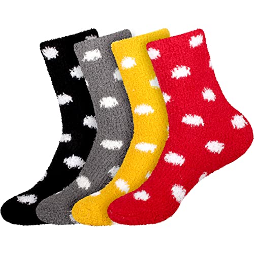 Image of BambooMN Women's Super Soft Fuzzy Socks, Polka Dot, Gradient, Snowflake, Featherlight Cuff - Assorted Colors