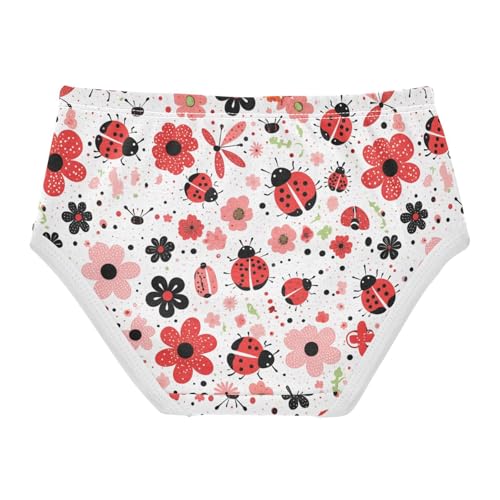 Wusikd Ladybugs Flowers Girls' Underwear Cotton Red Pink Girls Briefs Soft Toddler Underwear 2T2