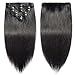 Produktbild TESS Clip in Extensions Echthaar Haarteile günstig Haarverlängerung 18 Clips 8 Tressen Double Drawn Remy Human Hair Haarverdichtung 40cm-90g(#1 Schwarz)