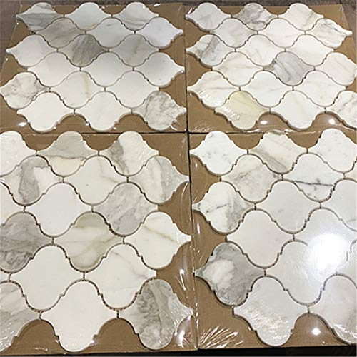 Stone Center Online Calacatta Gold Marble Grand Arabesque Baroque Lantern Mosaic Tile Polished Kitchen Bath Wall Floor Backsplash Shower (1 Sheet) #TOP1