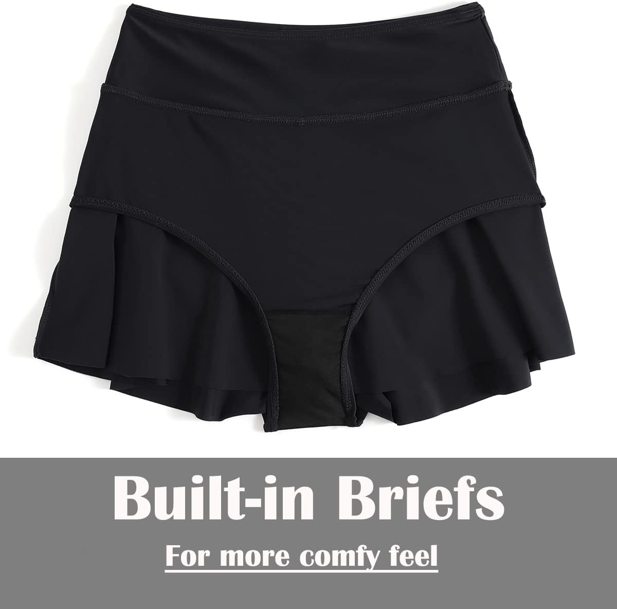 Women's High Waisted Swim Shorts, 2 in 1 Tummy Control Bathing Suit Bottoms Quick Dry Board Shorts with Liner
