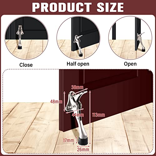 12 Pieces Heavy Duty Door Stoppers 5.35 Inches Kickdown Door Stop Adjustable Kick Down Door Stop Easy Pedal Door Stop With Rubber Tips Commercial Heavy Duty Door Stops For Bottom Of Door #TOP2