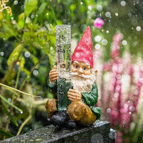 KADAX Pluviómetro para jardín de 12 cm/5 pulgadas, medidor de precipitación decorativo con escalas dobles claras, indicador de lluvia resistente a las heladas (12 cm/5 pulgadas, enano)
