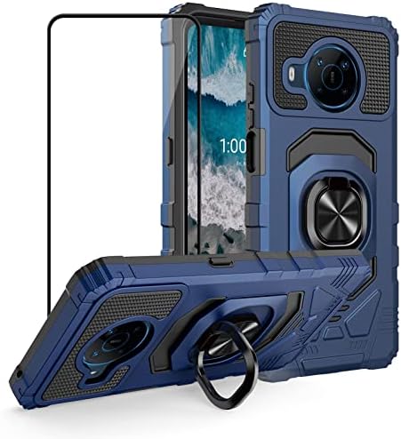 Ailiber for Nokia X100 Phone Case, Nokia X100 Case with Tempered Glass Screen Protector, Ring Kickstand for Magnetic Car Mount, Shockproof Military Grade Protective Cover Case for Nokia X100-Blue